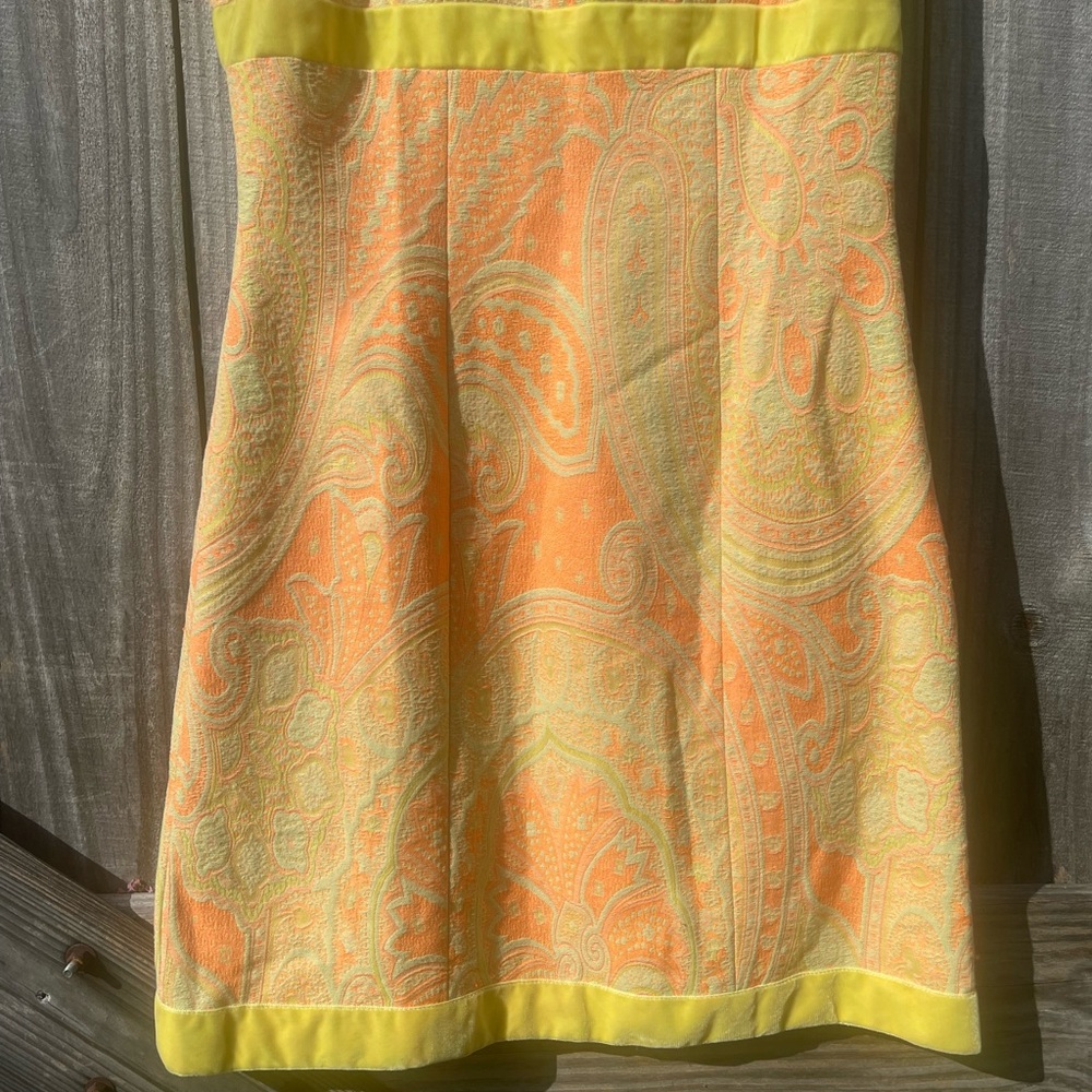 Tracy Reese Vibrant Orange and Yellow Midi Dress Size 6 - Picture 2 of 8